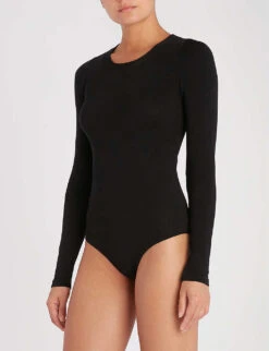 Wolford Berlin Scoop-neck Cotton-blend Body -Ted Bakee Clothing Shop 121 85008583 75015 BLACK ALT01