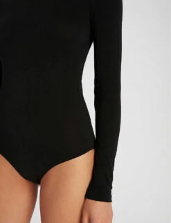 Wolford Berlin Scoop-neck Cotton-blend Body -Ted Bakee Clothing Shop 121 85008583 75015 BLACK ALT04