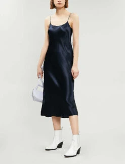 Vince Sleeveless Satin Slip Midi Dress -Ted Bakee Clothing Shop 197 3004397 VR68551013 COASTAL ALT01