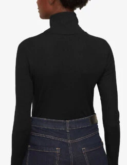 Whistles Turtleneck Stretch-jersey Top -Ted Bakee Clothing Shop 501 10019 030262 BLACK ALT02