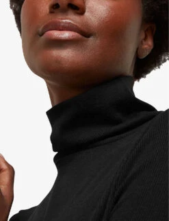 Whistles Turtleneck Stretch-jersey Top -Ted Bakee Clothing Shop 501 10019 030262 BLACK ALT05