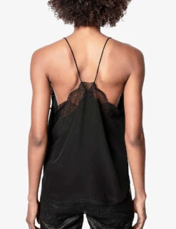 Zadig & Voltaire Christy Silk Cami Top -Ted Bakee Clothing Shop 669 10175 PWGCP0702F NOIR ALT02
