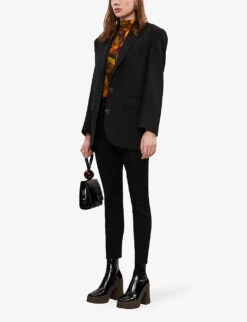 Whistles Tapered Mid-rise Stretch-twill Trousers -Ted Bakee Clothing Shop R00050232 BLACK ALT01