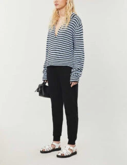 Whistles Mid-rise Stretch-jersey Jogging Bottoms -Ted Bakee Clothing Shop R00108098 BLACK ALT01