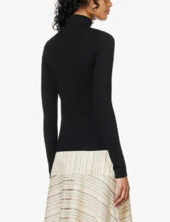 Joseph High-neck Stretch Silk-blend Jumper 8 Joseph High-neck Stretch Silk-blend Jumper -Ted Bakee Clothing Shop R03658523 BLACK ALT03