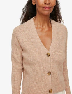 Whistles Ribbed Stretch-woven Cardigan -Ted Bakee Clothing Shop R03667486 TAN ALT03