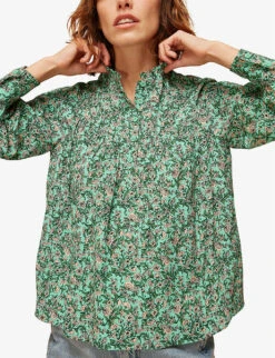 Whistles Heath Floral-print Woven Blouse -Ted Bakee Clothing Shop R03737425 MULTICOLOURED ALT04
