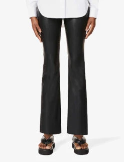 Commando Cropped Flared High-rise Faux-leather Trousers -Ted Bakee Clothing Shop R03742241 BLACK ALT02