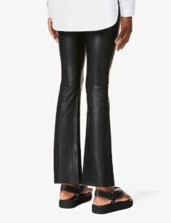 Commando Cropped Flared High-rise Faux-leather Trousers -Ted Bakee Clothing Shop R03742241 BLACK ALT03