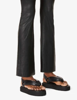 Commando Cropped Flared High-rise Faux-leather Trousers -Ted Bakee Clothing Shop R03742241 BLACK ALT04