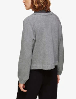 Whistles Sweat V-neck Cotton-jersey Cardigan -Ted Bakee Clothing Shop R03743268 GREY ALT02