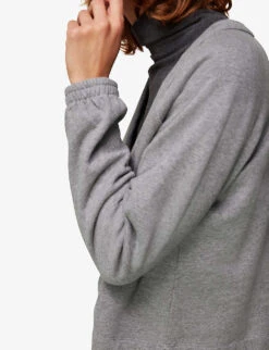 Whistles Sweat V-neck Cotton-jersey Cardigan -Ted Bakee Clothing Shop R03743268 GREY ALT03