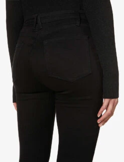 GOOD AMERICAN Good Waist Cropped High-rise Slim-fit Skinny Jeans -Ted Bakee Clothing Shop R03749412 BLACK001 ALT05