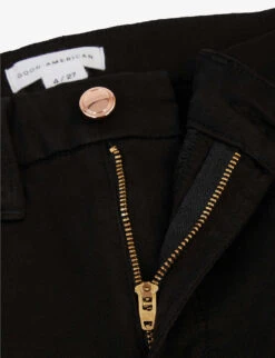 GOOD AMERICAN Good Waist Cropped High-rise Slim-fit Skinny Jeans -Ted Bakee Clothing Shop R03749412 BLACK001 ALT06