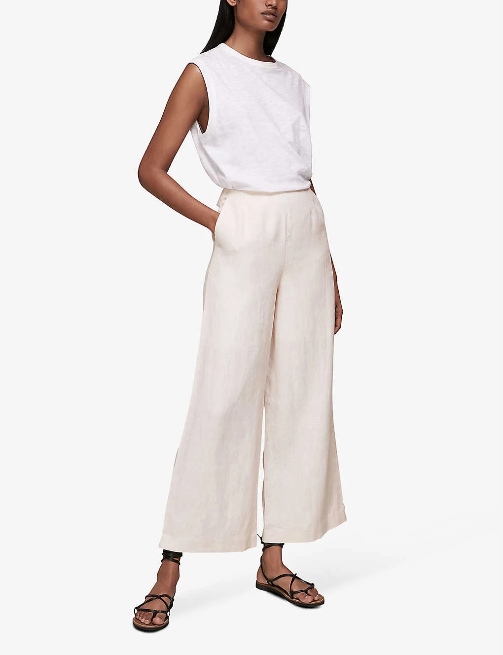 Whistles Nina Wide-leg Linen Trousers 2 Whistles Nina Wide-leg Linen Trousers - Image 2