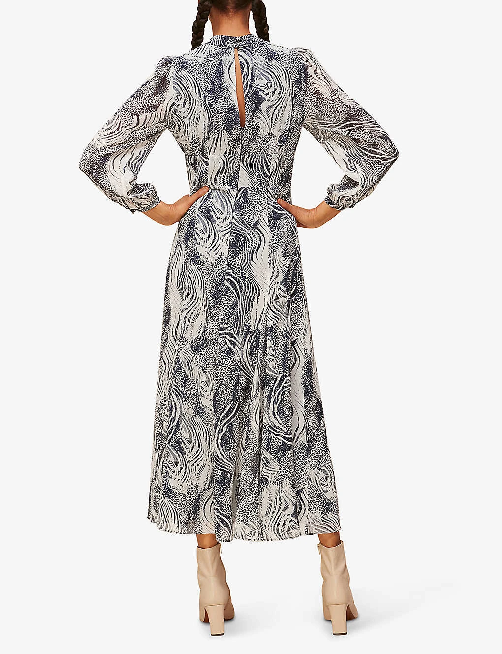 Whistles Joan Tiger-print Crepe Midi Dress 3 Whistles Joan Tiger-print Crepe Midi Dress - Image 3