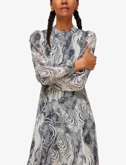 Whistles Joan Tiger-print Crepe Midi Dress 7 Whistles Joan Tiger-print Crepe Midi Dress -Ted Bakee Clothing Shop R03811935 MULTICOLOURED ALT03