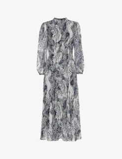 Whistles Joan Tiger-print Crepe Midi Dress