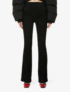 Spanx Flared-leg High-rise Stretch Cotton-blend Jeans -Ted Bakee Clothing Shop R03829514 CLEANBLACK ALT02