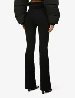 Spanx Flared-leg High-rise Stretch Cotton-blend Jeans -Ted Bakee Clothing Shop R03829514 CLEANBLACK ALT03