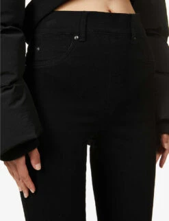 Spanx Flared-leg High-rise Stretch Cotton-blend Jeans -Ted Bakee Clothing Shop R03829514 CLEANBLACK ALT04