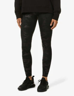 Spanx Camo-print Coated Stretch-jersey Leggings -Ted Bakee Clothing Shop R03838557 MATTEBLACKCAMO ALT02