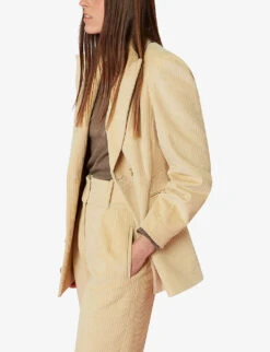 Whistles Suki Straight High-rise Stretch-cotton Corduroy Trousers -Ted Bakee Clothing Shop R03840128 TAN ALT02