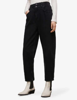 AllSaints Hailey High-rise Wide-leg Denim Jeans -Ted Bakee Clothing Shop R03842379 WASHEDBLACK ALT02