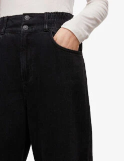AllSaints Hailey High-rise Wide-leg Denim Jeans -Ted Bakee Clothing Shop R03842379 WASHEDBLACK ALT04