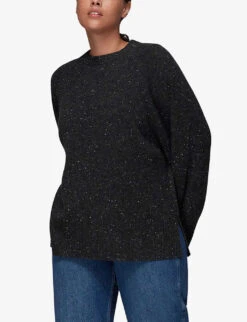 Whistles Relaxed-fit Wool Jumper -Ted Bakee Clothing Shop R03851434 BLACK ALT02