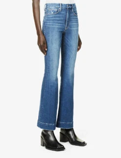 GOOD AMERICAN Good Legs Flared High-rise Cotton-blend Jeans -Ted Bakee Clothing Shop R03857190 BLUE843 ALT02