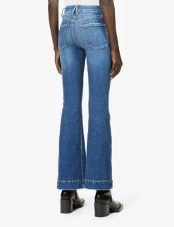 GOOD AMERICAN Good Legs Flared High-rise Cotton-blend Jeans -Ted Bakee Clothing Shop R03857190 BLUE843 ALT03