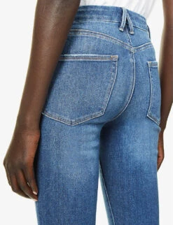 GOOD AMERICAN Good Legs Flared High-rise Cotton-blend Jeans -Ted Bakee Clothing Shop R03857190 BLUE843 ALT05