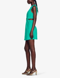 Sandro Liv Cut-out Detail Woven Dress 7 Sandro Liv Cut-out Detail Woven Dress -Ted Bakee Clothing Shop R03878092 VERTS ALT02
