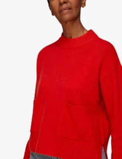 Whistles Double-pocket Wool Jumper -Ted Bakee Clothing Shop R03880487 RED ALT02