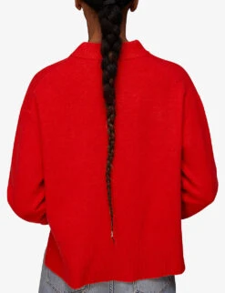 Whistles Double-pocket Wool Jumper -Ted Bakee Clothing Shop R03880487 RED ALT03