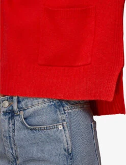 Whistles Double-pocket Wool Jumper -Ted Bakee Clothing Shop R03880487 RED ALT05
