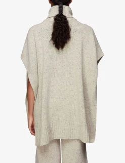 Whistles Speckled Roll-neck Wool-blend Cape -Ted Bakee Clothing Shop R03881765 TAN ALT03