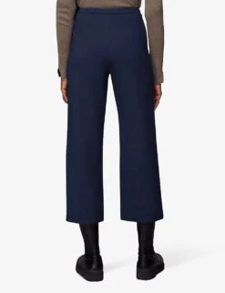 Whistles Camilla Wide-leg High-rise Stretch Woven Trousers -Ted Bakee Clothing Shop R03883161 NAVY ALT03