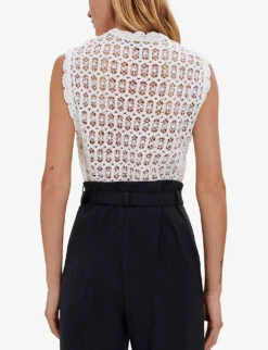 Maje Parcine Wide-leg High-rise Stretch-jersey Trousers -Ted Bakee Clothing Shop R03894475 BLEUS ALT04