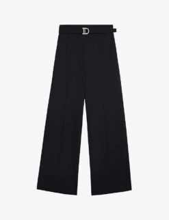 Maje Parcine Wide-leg High-rise Stretch-jersey Trousers