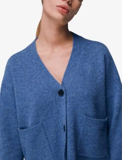 Whistles Twin-pocket Wool Cardigan -Ted Bakee Clothing Shop R03894951 BLUE ALT02