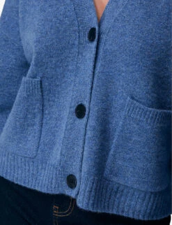 Whistles Twin-pocket Wool Cardigan -Ted Bakee Clothing Shop R03894951 BLUE ALT04