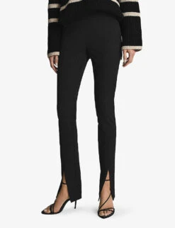 Reiss Jayne Split-front Skinny High-rise Stretch-woven Trousers -Ted Bakee Clothing Shop R03897295 BLACK ALT02