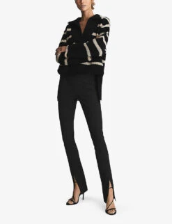 Reiss Jayne Split-front Skinny High-rise Stretch-woven Trousers -Ted Bakee Clothing Shop R03897295 BLACK ALT04
