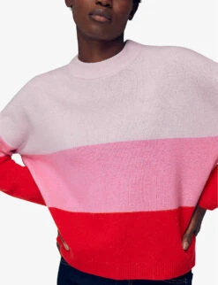 Whistles Striped Wool Jumper -Ted Bakee Clothing Shop R03897324 PINK ALT02