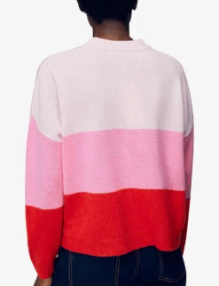 Whistles Striped Wool Jumper -Ted Bakee Clothing Shop R03897324 PINK ALT03