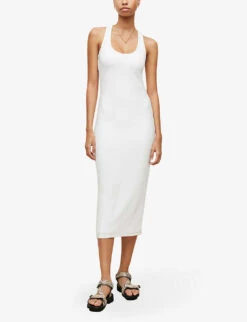 AllSaints Maki Bodycon Stretch-woven Midi Dress -Ted Bakee Clothing Shop R03897504 OPTICWHITE ALT02
