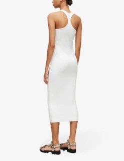 AllSaints Maki Bodycon Stretch-woven Midi Dress -Ted Bakee Clothing Shop R03897504 OPTICWHITE ALT03