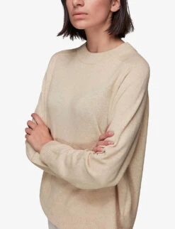 Whistles Crewneck Knitted Cashmere Jumper -Ted Bakee Clothing Shop R03899987 CREAM ALT05